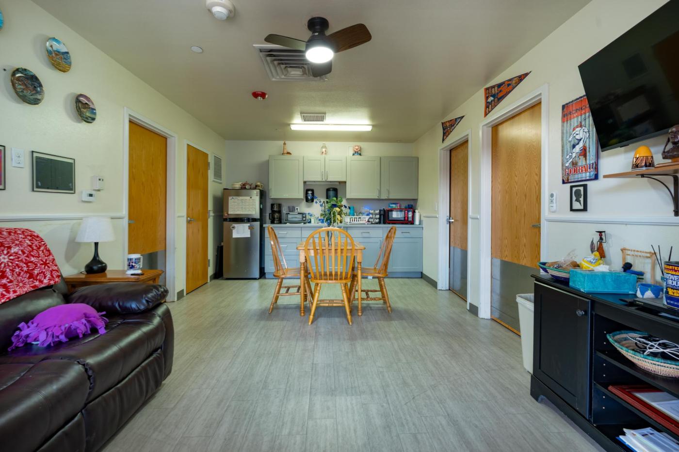 Living room and dining room of apartment unit